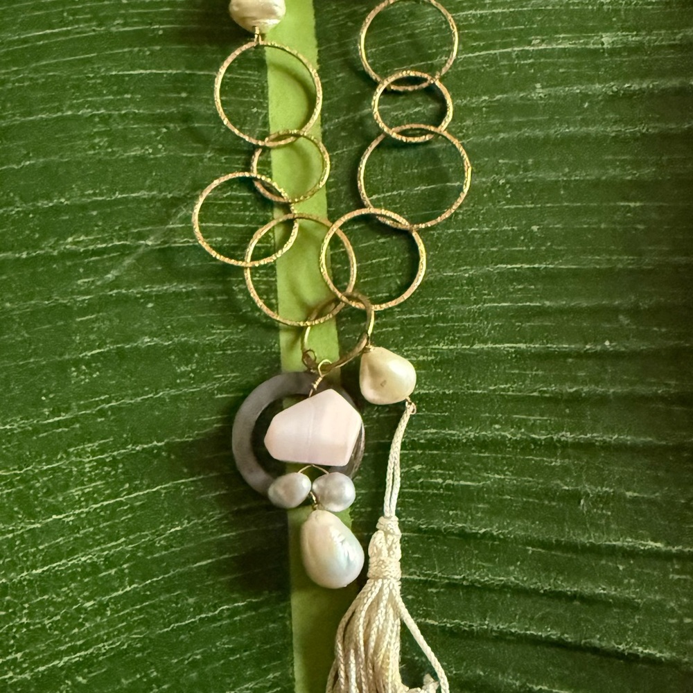 Meg Carter Designs Gold and Cream long Necklace